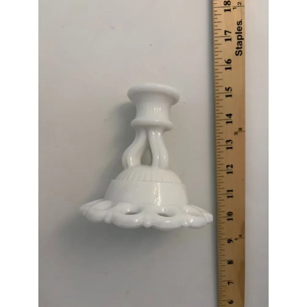 Westmoreland Doric lace milk glass candle holder
